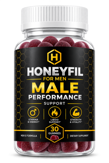 HoneyFil once-daily men's vitality gummy bottle
